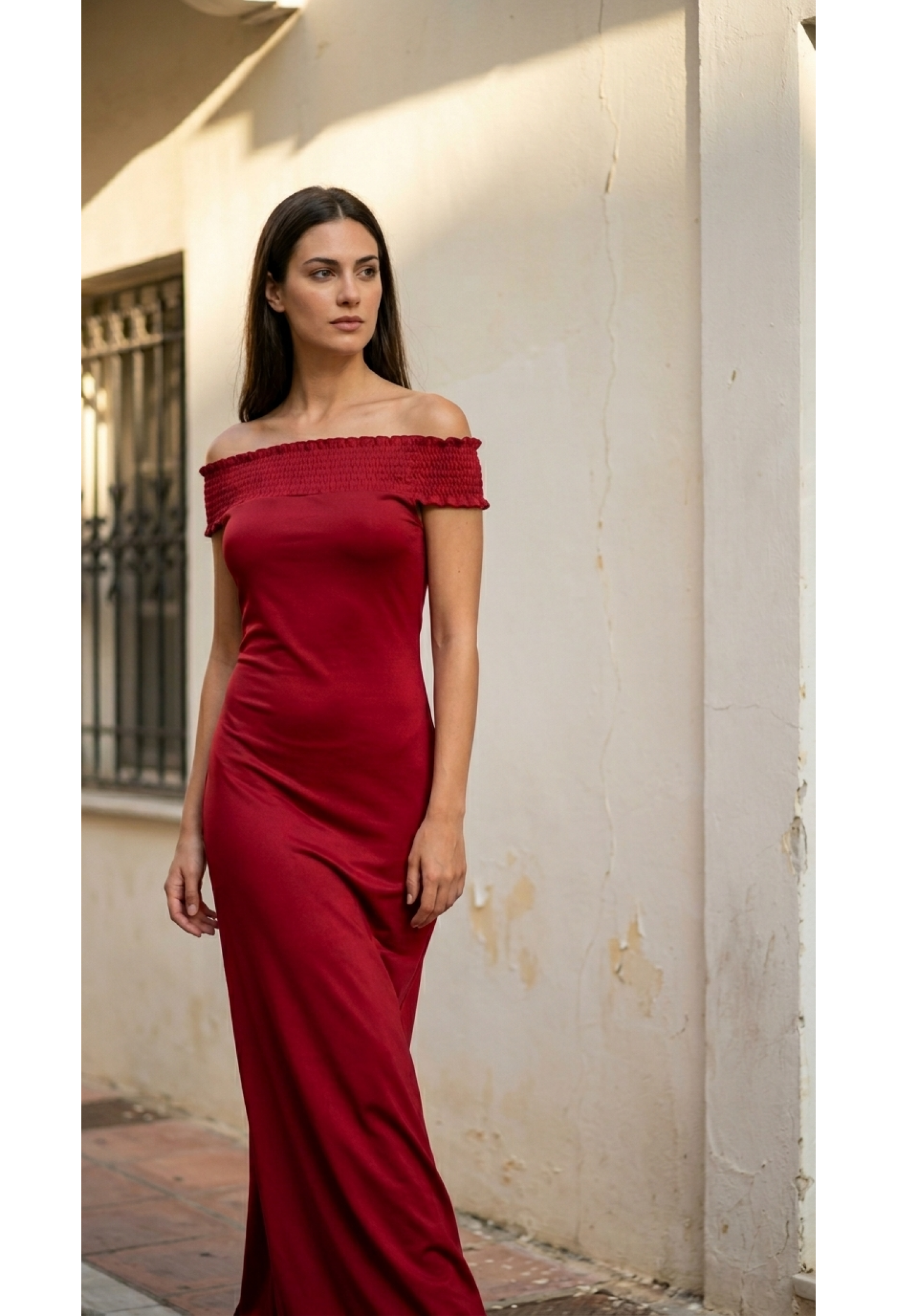 Shoulder Folding Detail Maxi Dress