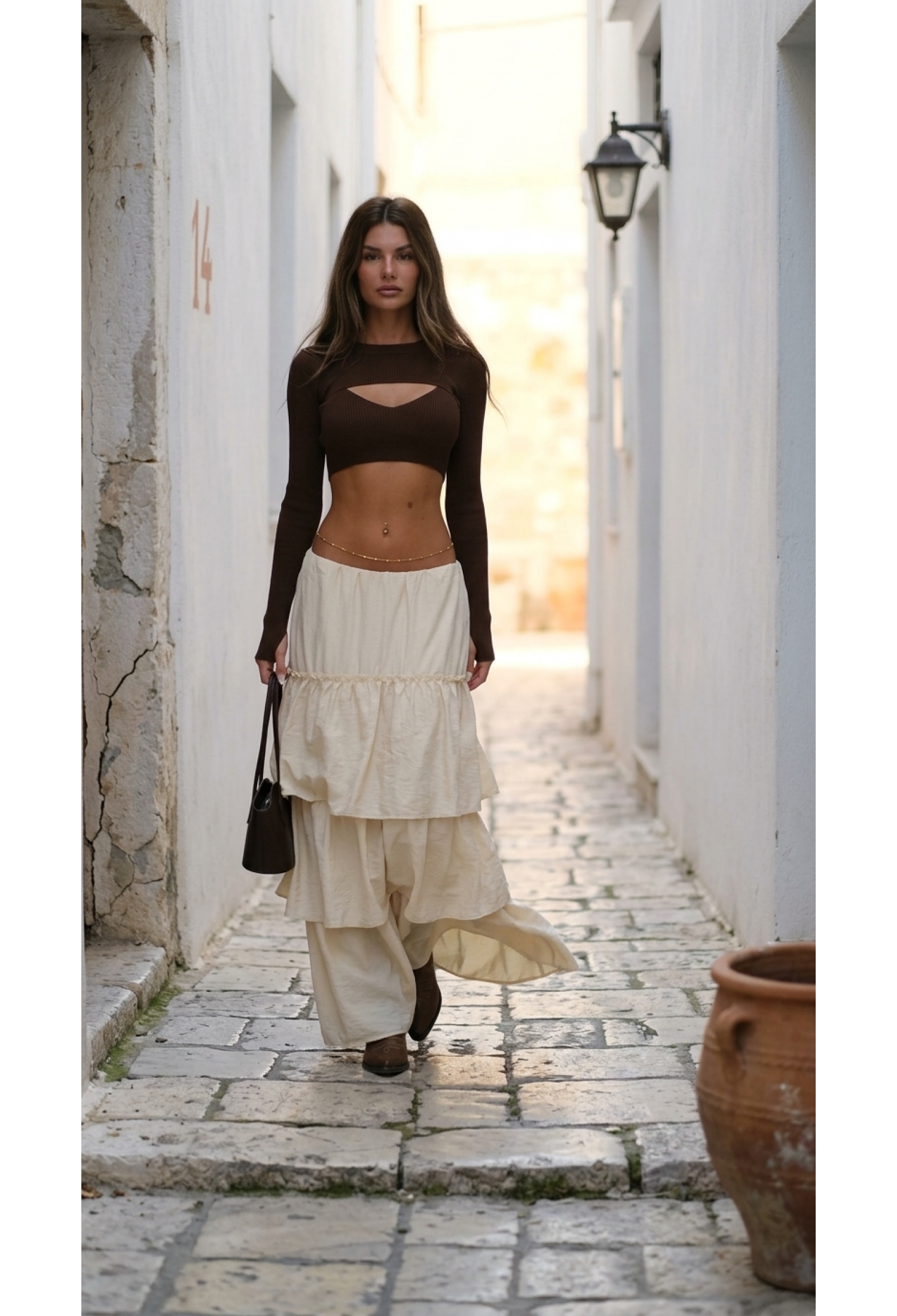 Ruffle Detail Maxi Skirt