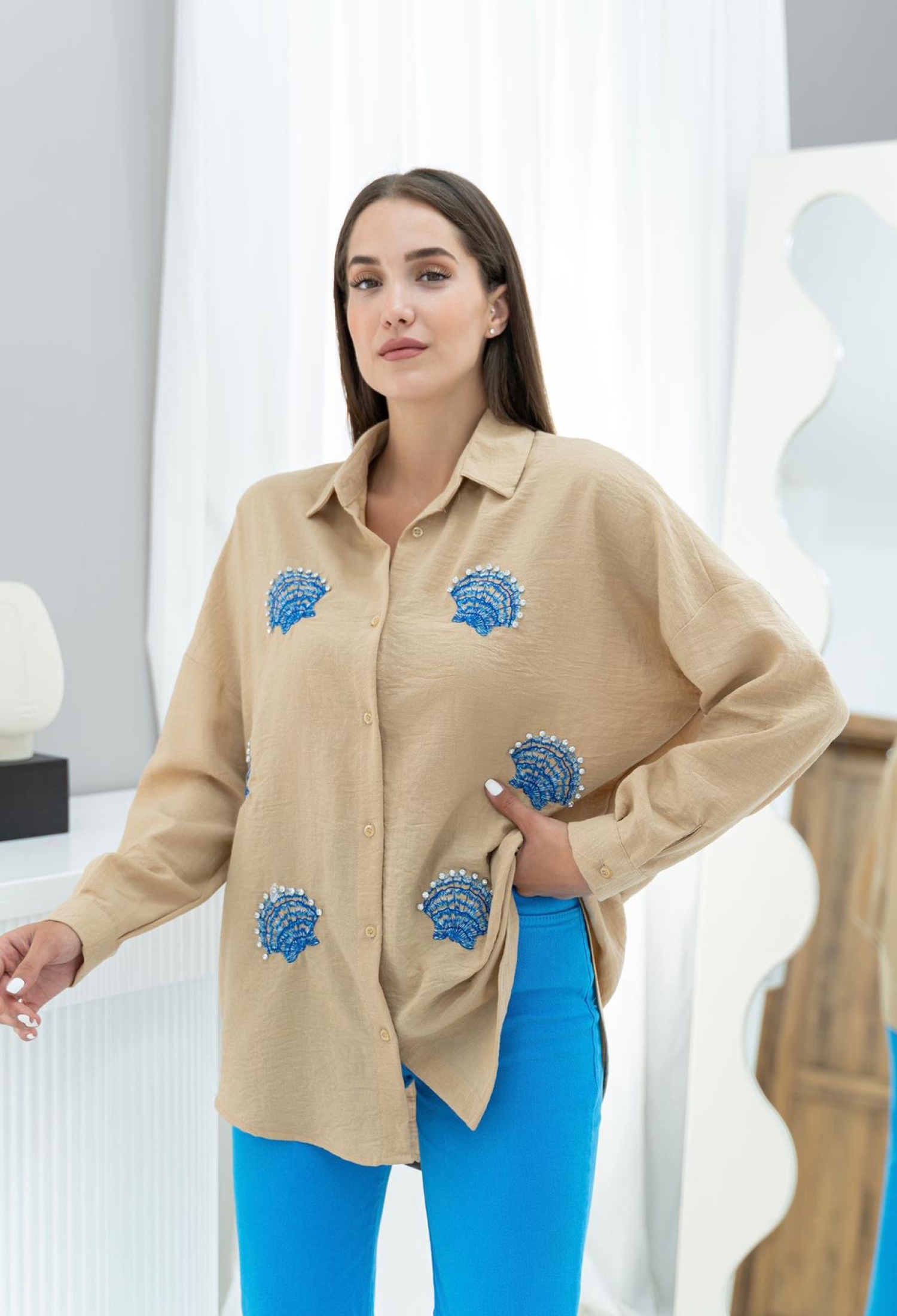 Sea Shell Patterned Shirt - Brand: Elisa - Women & Kids, Baby Clothes Wholesale - TheBS Women