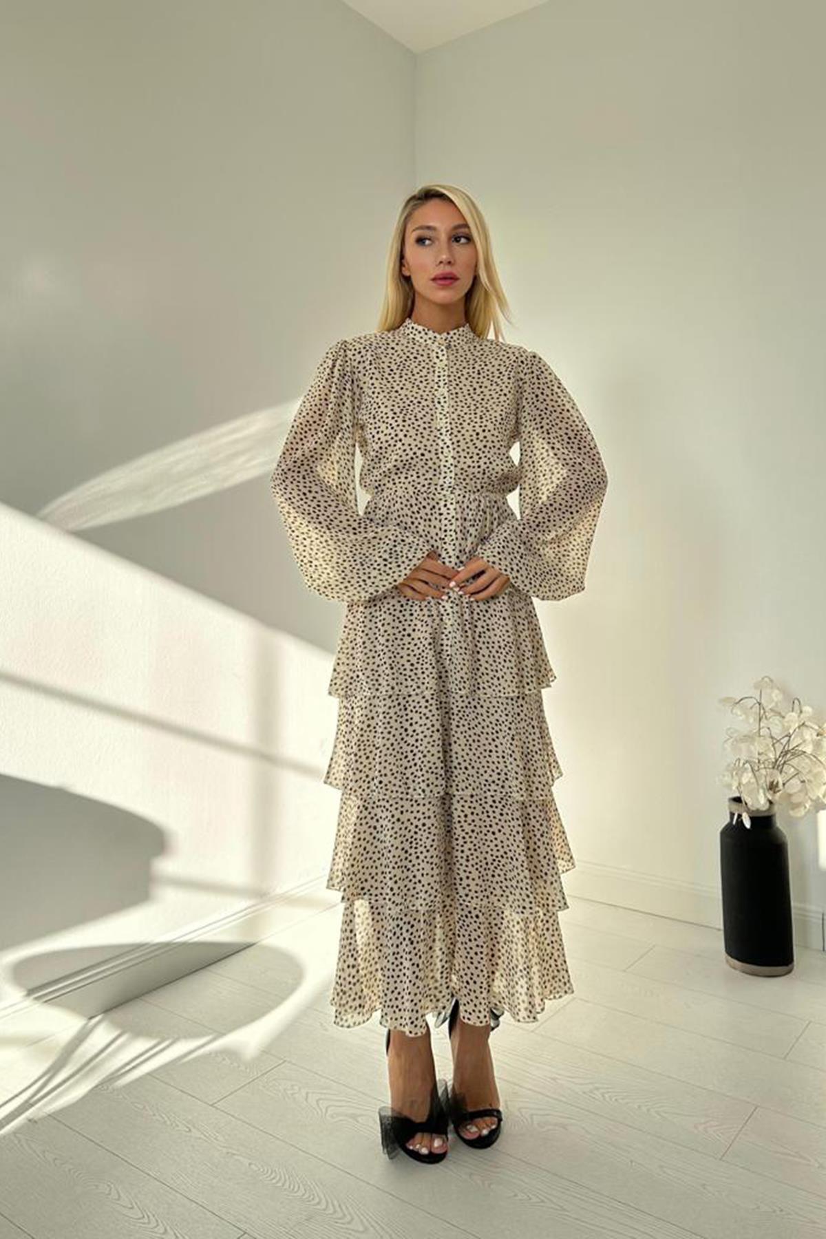 Polka Dot Chiffon Floor Dress - Brand: Elisa - Women & Kids, Baby Clothes Wholesale - TheBS Women