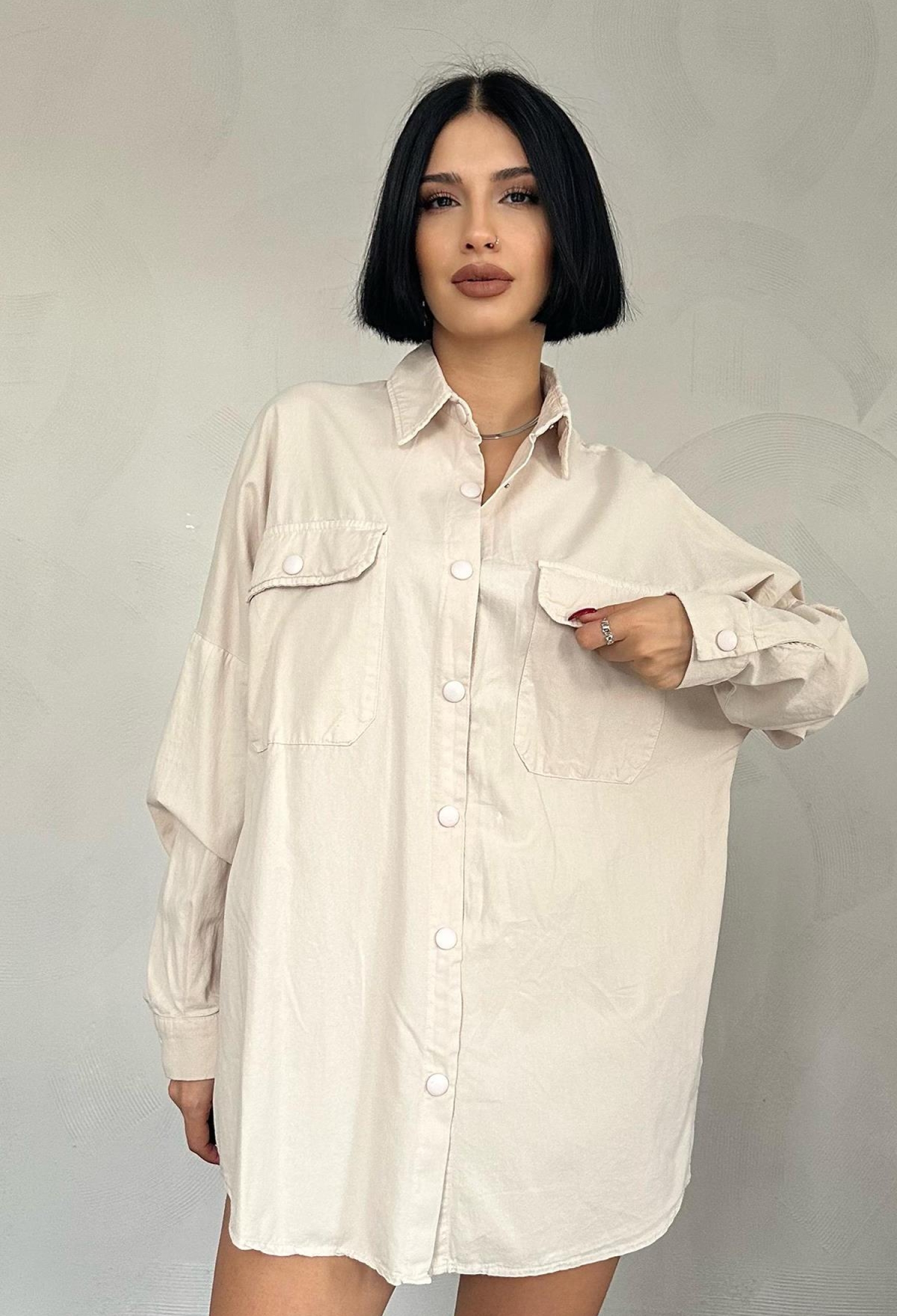 Double Pocket Flap Snap Fastener Shirt - Brand: Elisa - Women & Kids, Baby Clothes Wholesale - TheBS Women