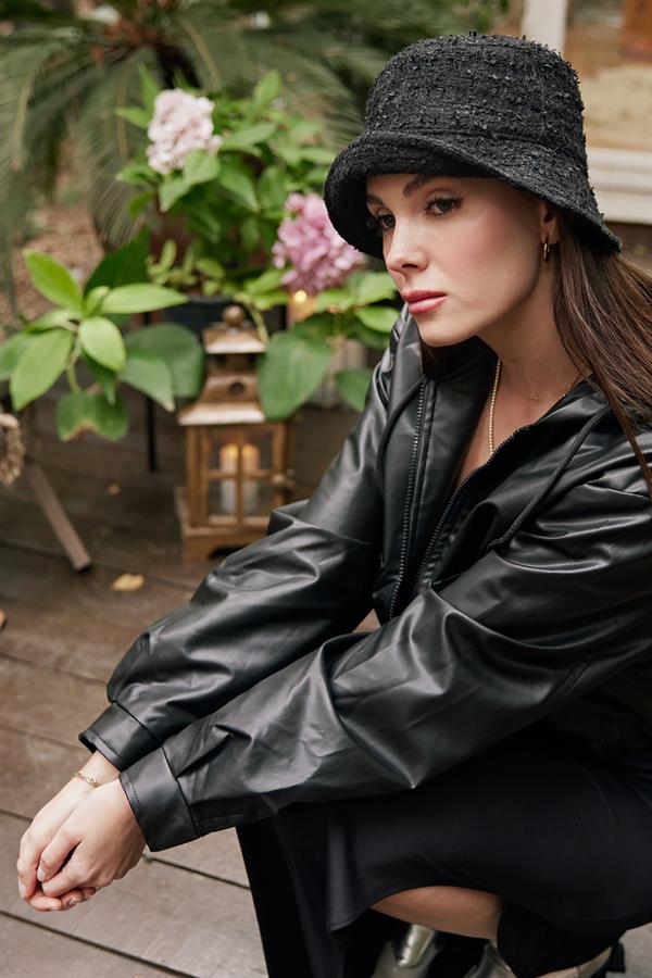 Faux Leather Hooded Women's Jacket With Elastic Waist - Brand: Levure - Women & Kids, Baby Clothes Wholesale - TheBS Women