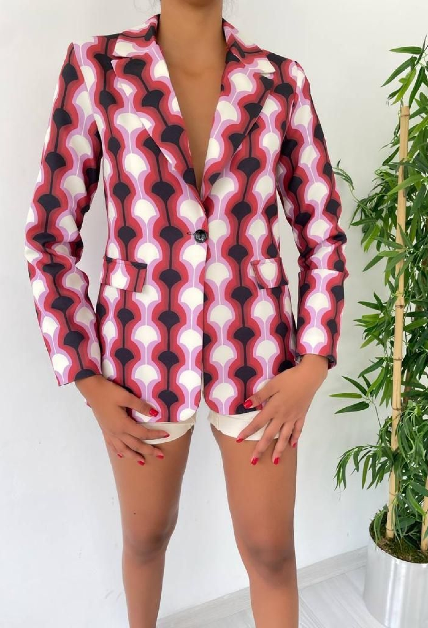 Geometric Shaped Jacket- Multicolored - Brand: MyBee - Women & Kids, Baby Clothes Wholesale - TheBS Women