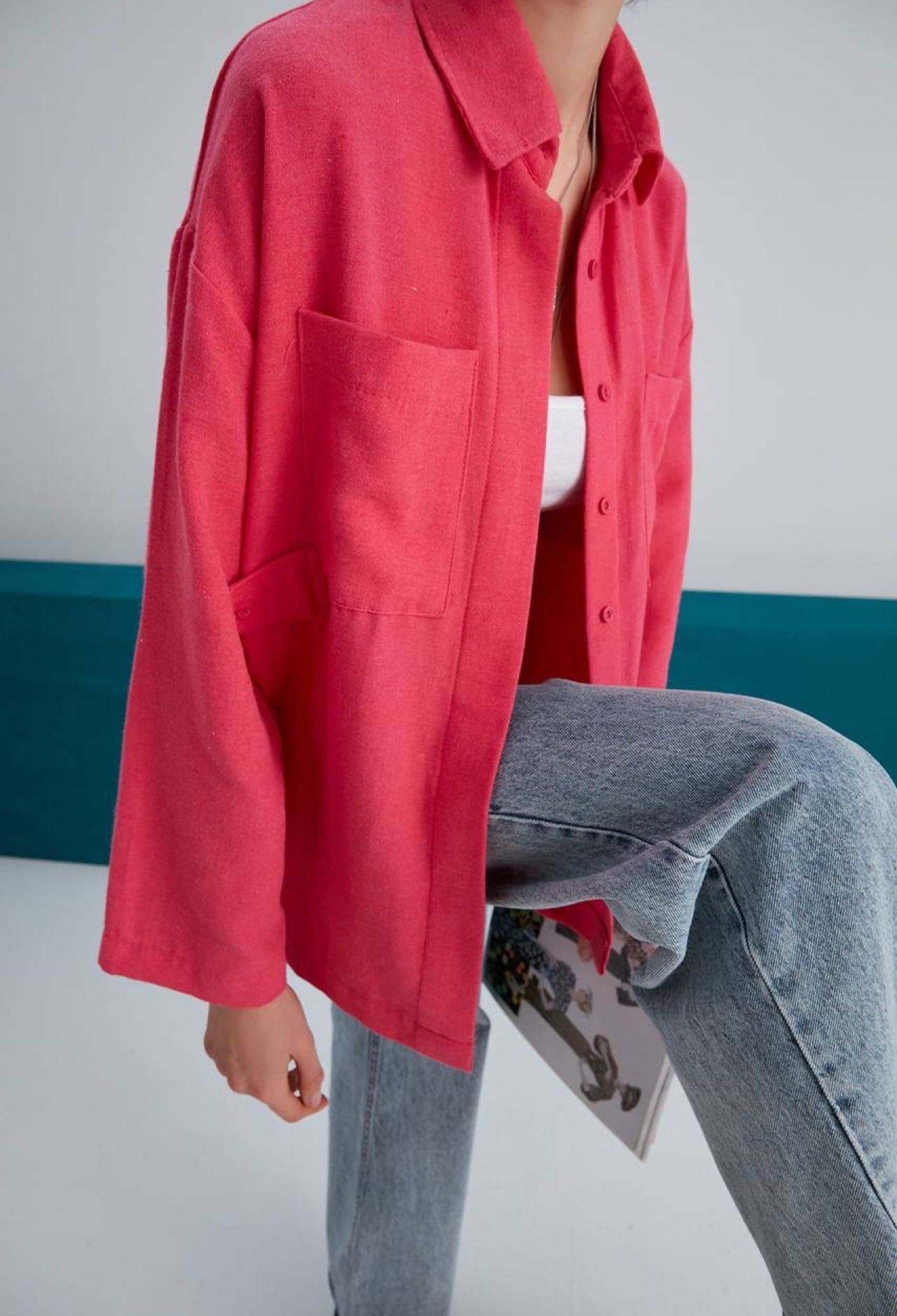 Double Pocket Linen Shirt - Brand: My Fashion - Women & Kids, Baby Clothes Wholesale - TheBS Women