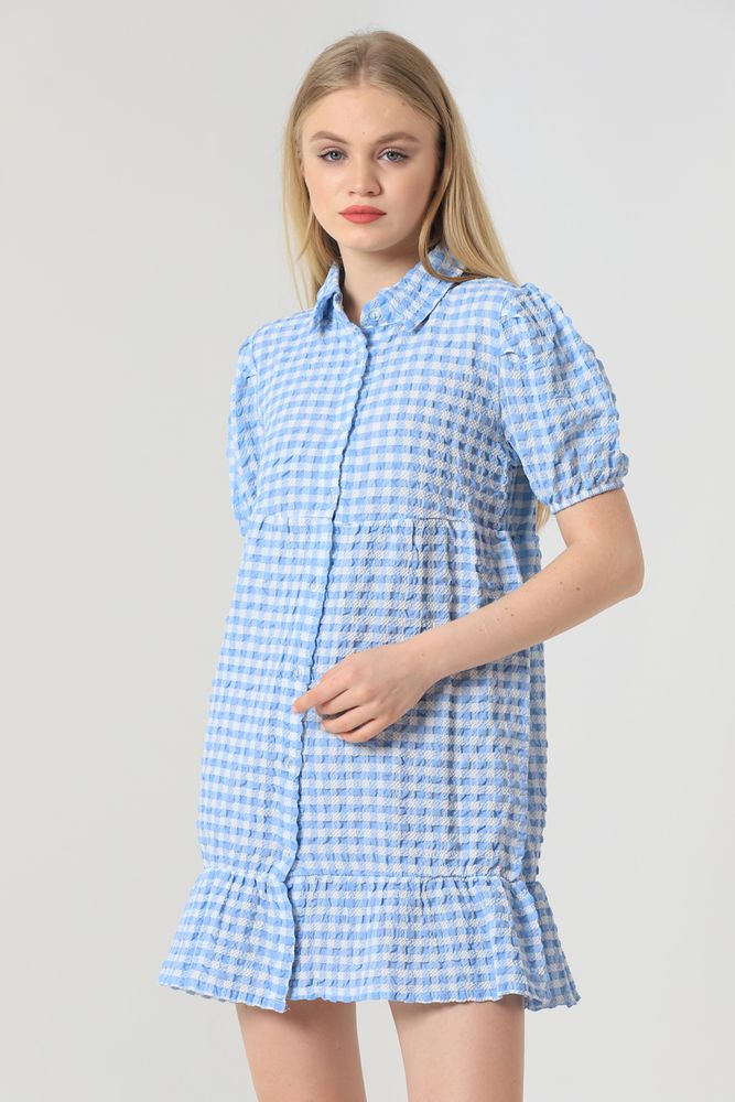 Shirt Collar Halterneck Dress – Blue – Brand: Topshow – Women & Kids, Baby Clothes Wholesale – TheBS Women
