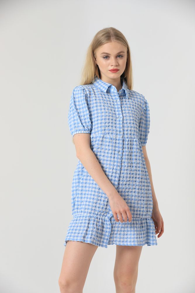 Shirt Collar Halterneck Dress – Blue – Brand: Topshow – Women & Kids, Baby Clothes Wholesale – TheBS Women