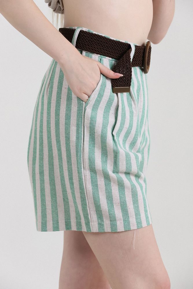 Striped Belted Linen Shorts – Brand: Topshow – Women & Kids, Baby Clothes Wholesale – TheBS Women