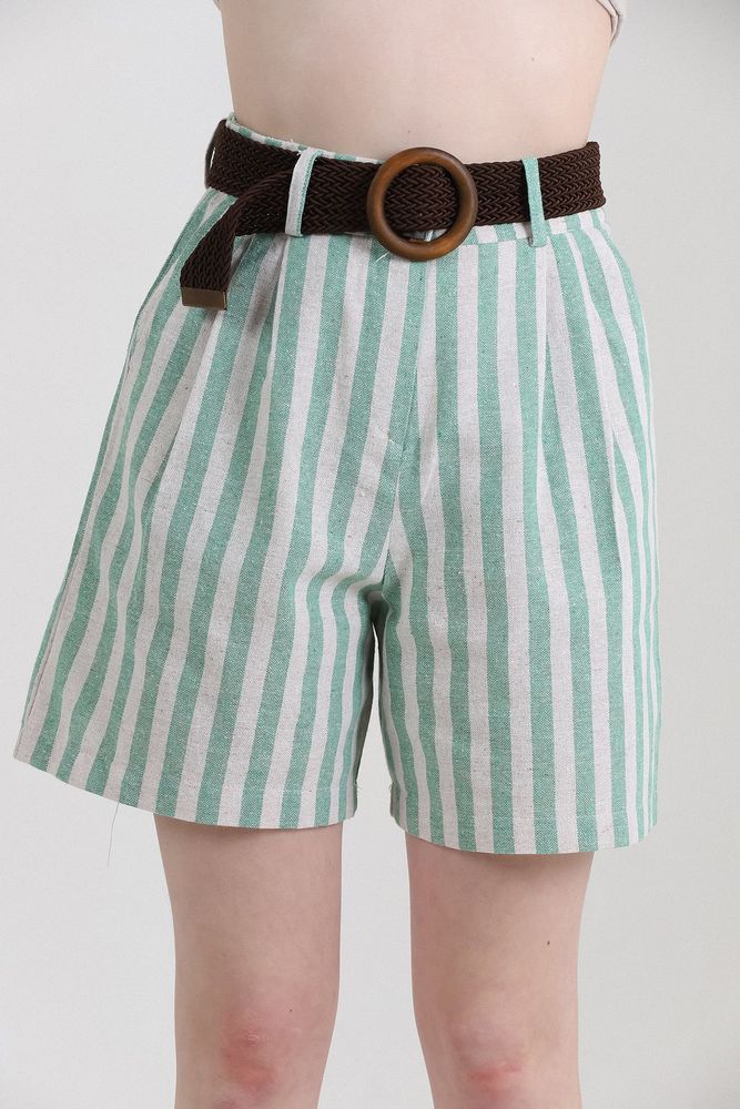 Striped Belted Linen Shorts – Brand: Topshow – Women & Kids, Baby Clothes Wholesale – TheBS Women
