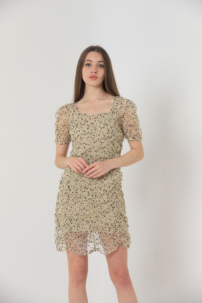 Boat Neck Short Sleeve Dress – Stone & Black – Brand: Topshow – Women & Kids, Baby Clothes Wholesale – TheBS Women