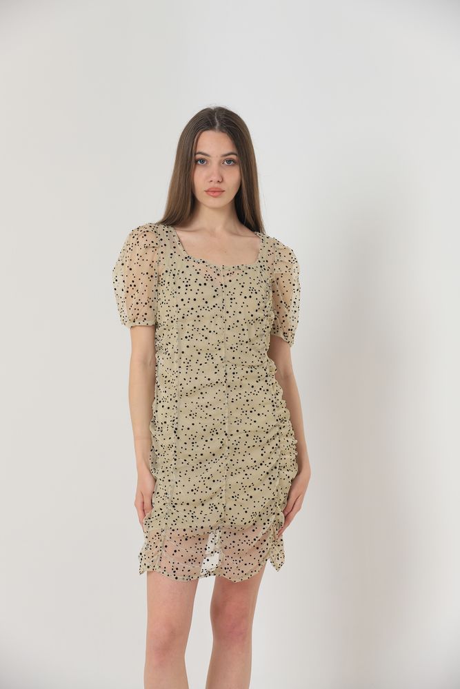 Boat Neck Short Sleeve Dress – Stone & Black – Brand: Topshow – Women & Kids, Baby Clothes Wholesale – TheBS Women