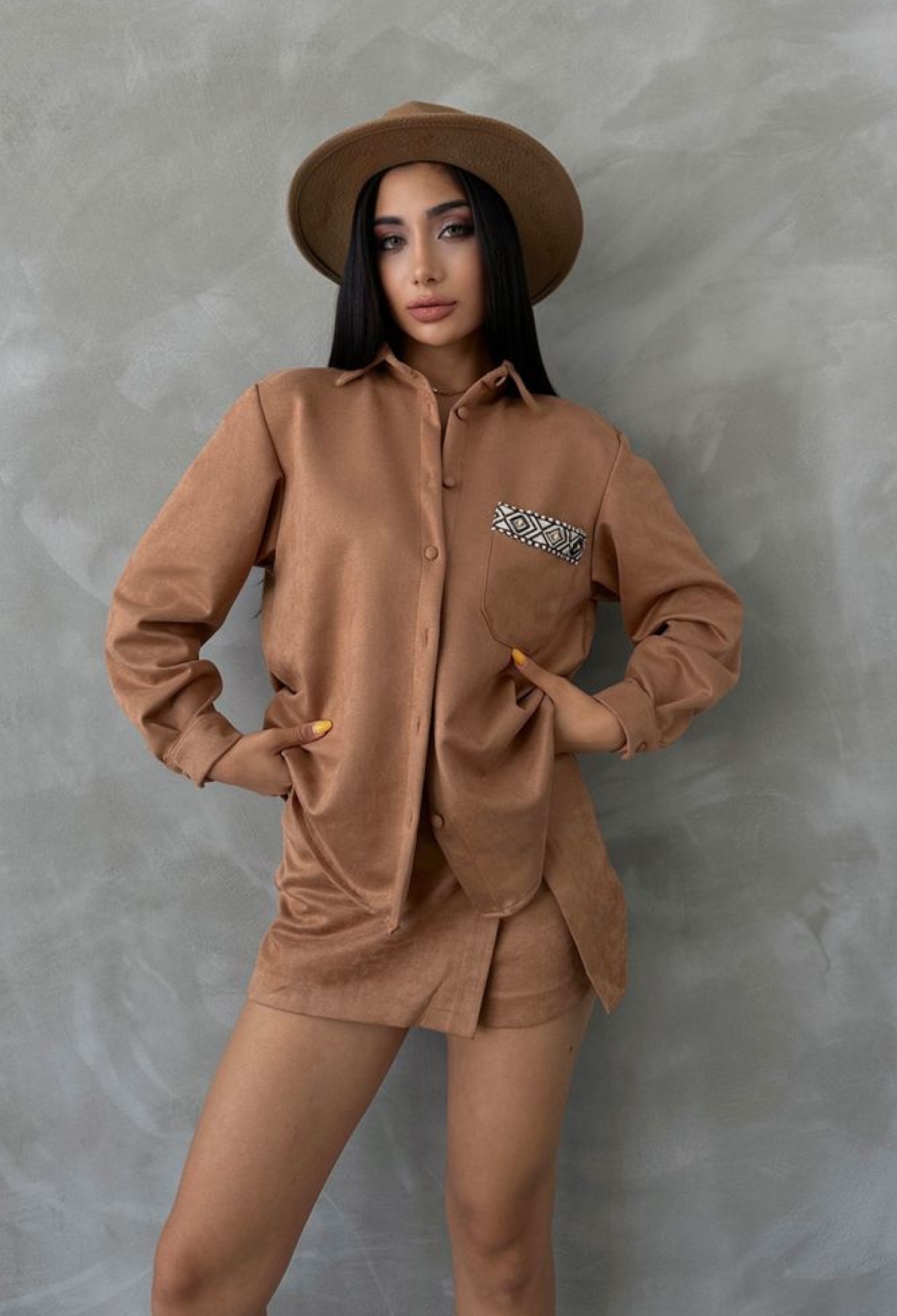 Tan Suede Shirt - Brand: Topshow - Women & Kids, Baby Clothes Wholesale - TheBS Women