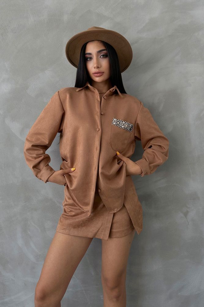 Tan Suede Shirt - Brand: Topshow - Women & Kids, Baby Clothes Wholesale - TheBS Women