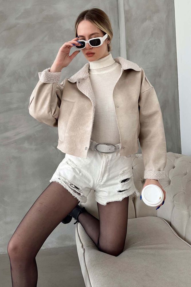 Taş F 1577 Nubuck Collar Coat - Brand: Topshow - Women & Kids, Baby Clothes Wholesale - TheBS Women