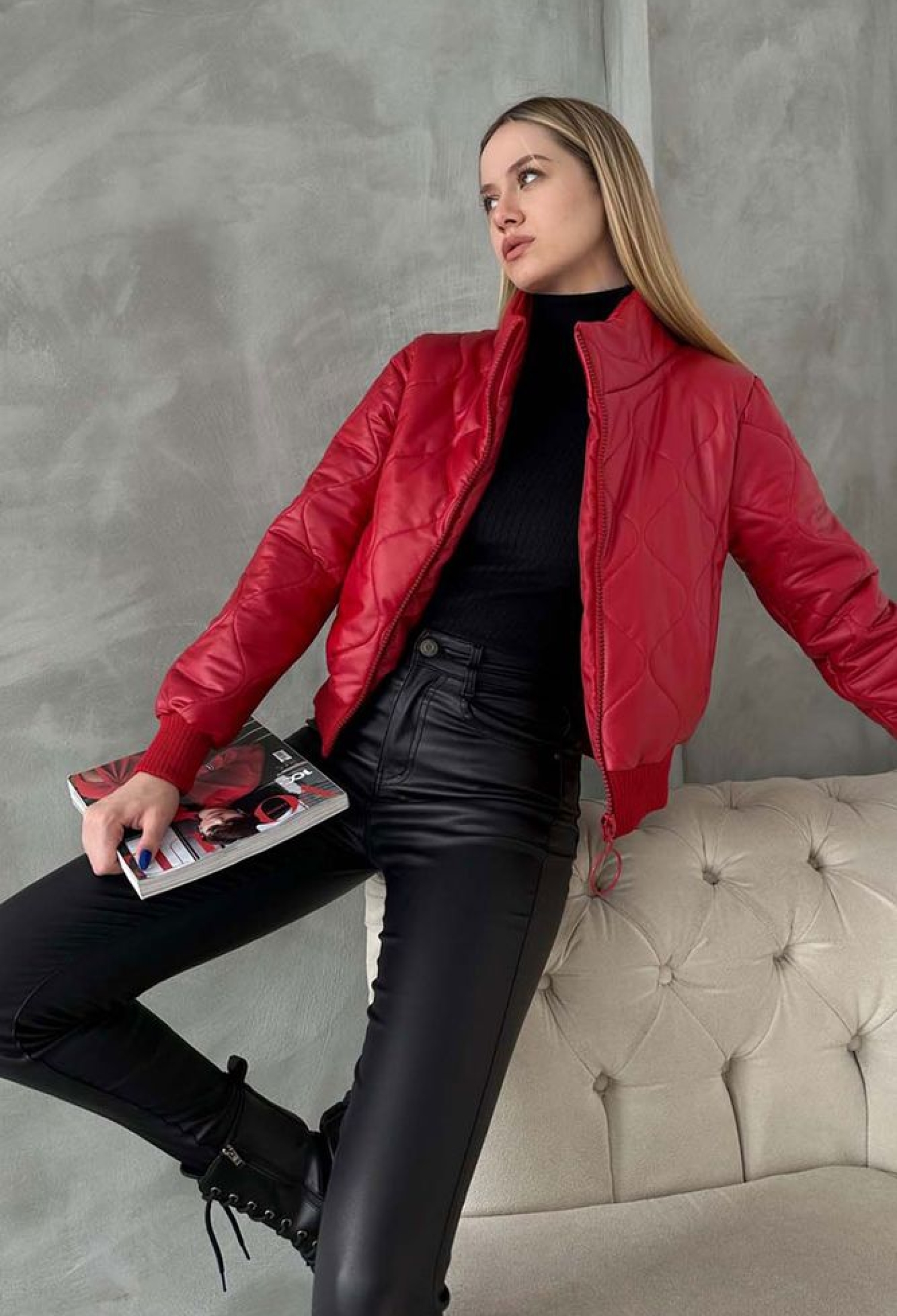 F1192 Zippered Leather Coat - Brand: Topshow - Women & Kids, Baby Clothes Wholesale - TheBS Women