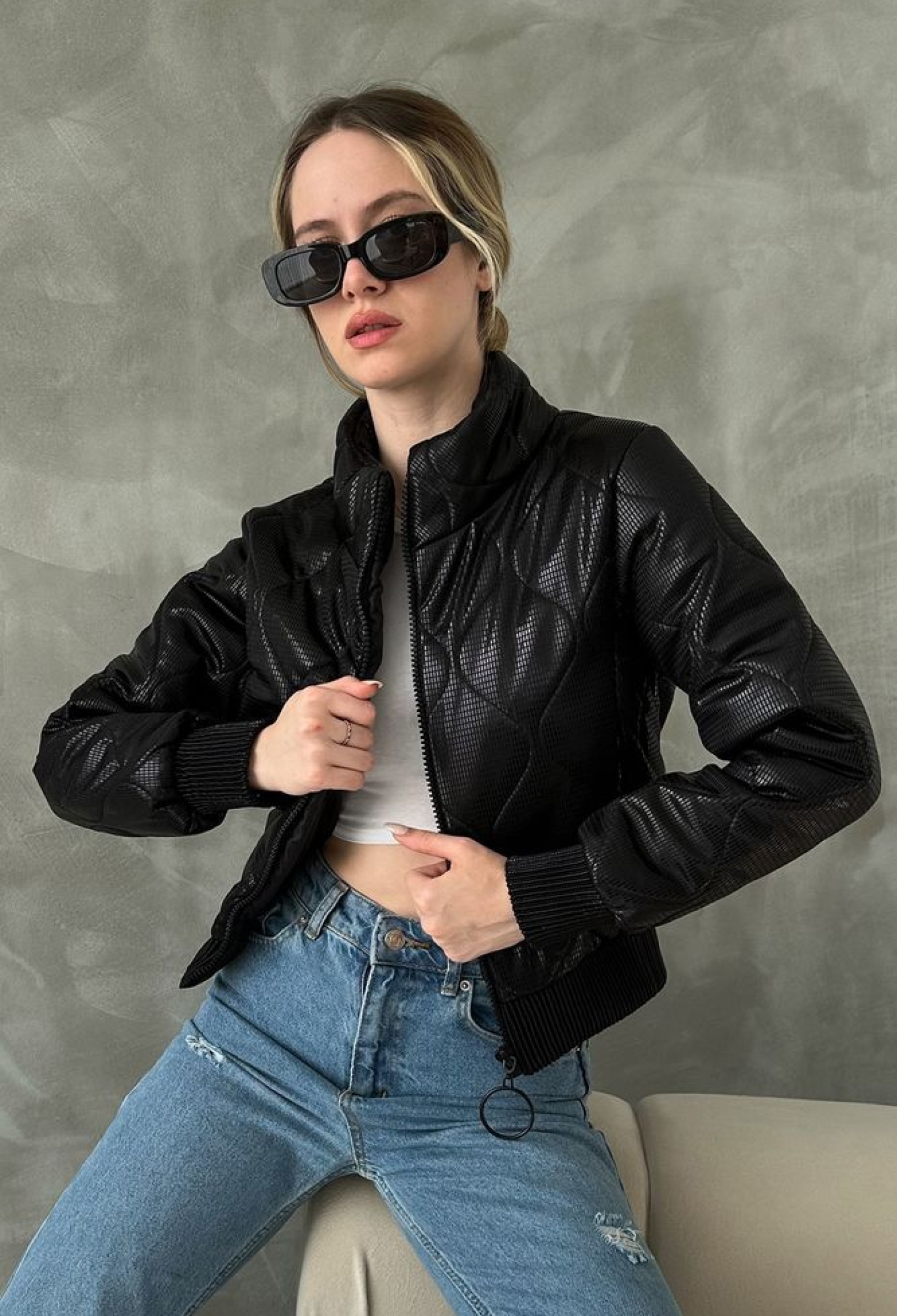 F 1625 Zippered Shiny Coat - Brand: Topshow - Women & Kids, Baby Clothes Wholesale - TheBS Women