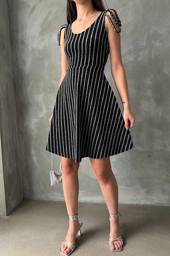 Black Silver Striped Sleeveless Dress - Brand: Topshow - Women & Kids, Baby Clothes Wholesale - TheBS Women