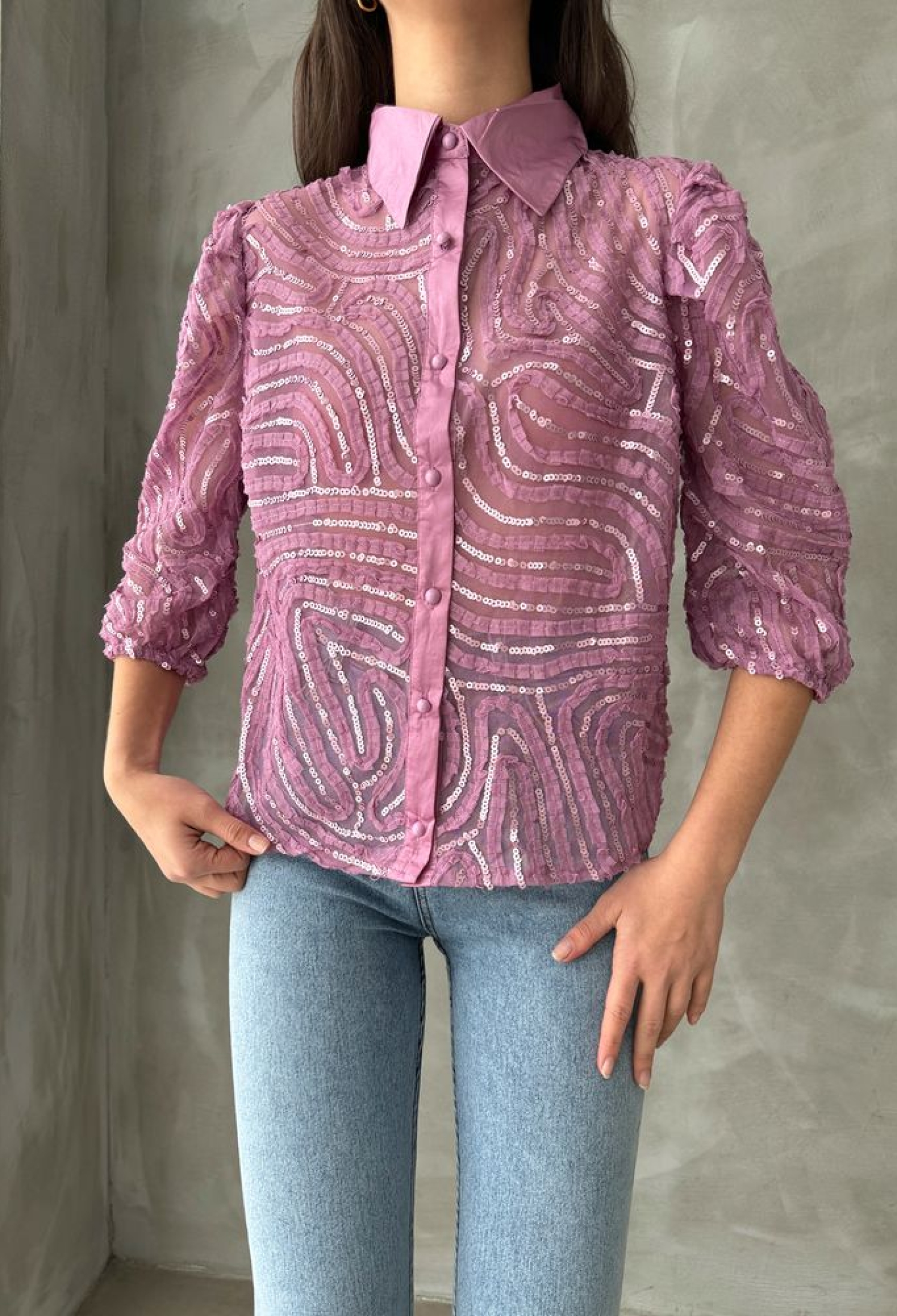 Sequin Embroidered Tulle Shirt - Brand: Topshow - Women & Kids, Baby Clothes Wholesale - TheBS Women