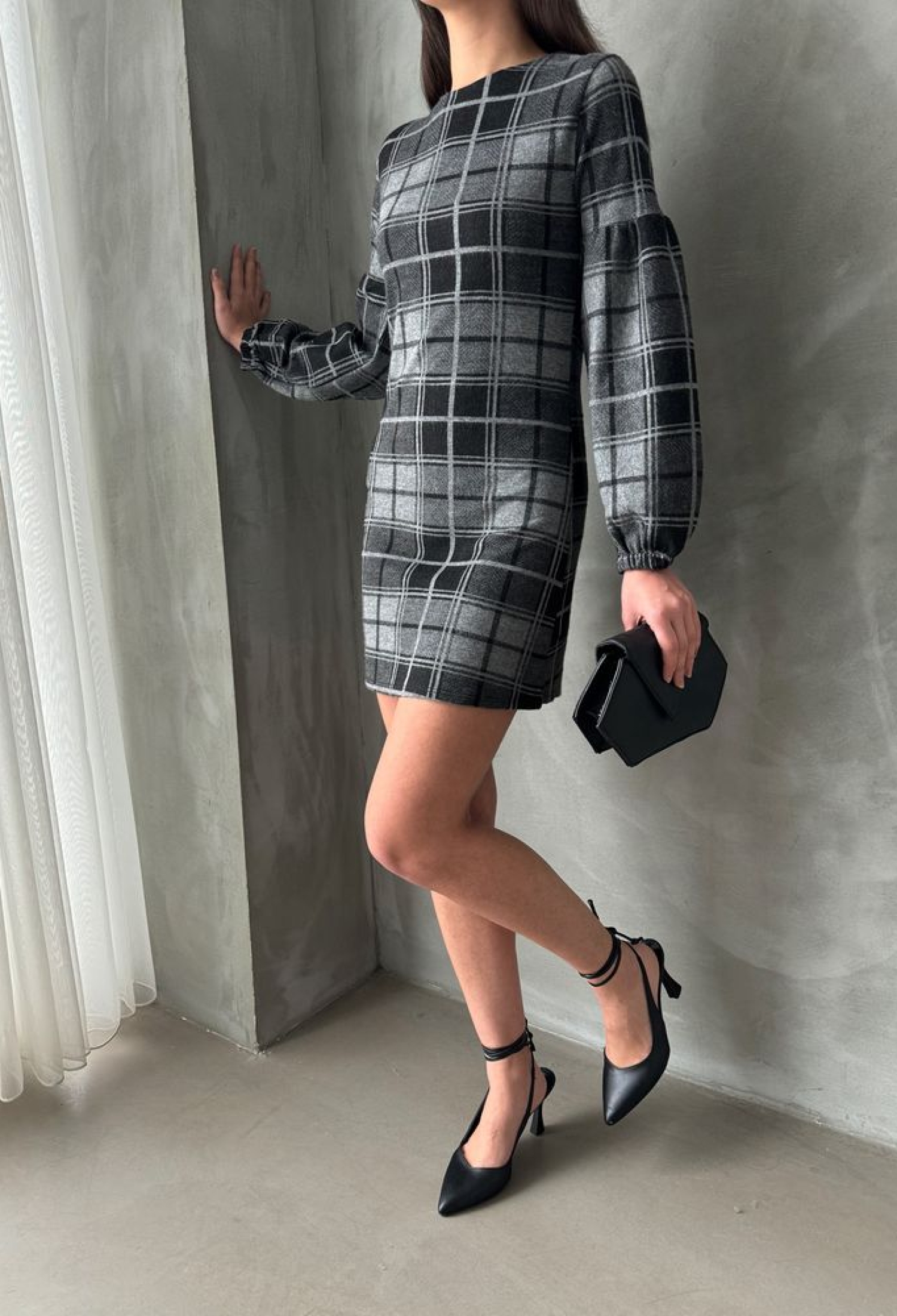 Anthracite Plaid Dress - Brand: Topshow - Women & Kids, Baby Clothes Wholesale - TheBS Women