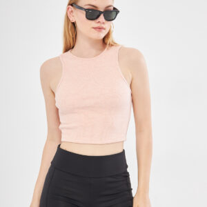 Anny Sleeveless High Neck Cotton Crop Top In Pink Melange - Brand: Evable - Women & Kids, Baby Clothes Wholesale - TheBS Women