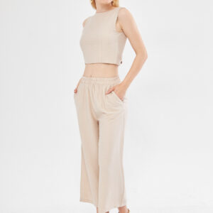 Comfy Short Wide Leg Pull On Trouser With Linen In - Brand: Evable - Women & Kids, Baby Clothes Wholesale - TheBS Women