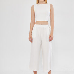 Comfy Short Wide Leg Pull On Trouser With Linen In - Brand: Evable - Women & Kids, Baby Clothes Wholesale - TheBS Women