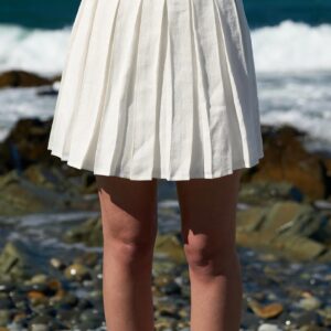 Pleated Linen Mini Skirt White - Brand: Juste - Women & Kids, Baby Clothes Wholesale - TheBS Women