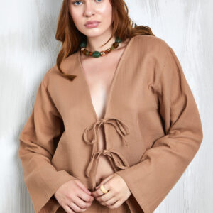 Muslin Fabric Front Tie Blouse 27355 - Brand: First Angels - Women & Kids, Baby Clothes Wholesale - TheBS Women