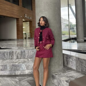 Burgundy Belted Skirt - Brand: Topshow - Women & Kids, Baby Clothes Wholesale - TheBS Women