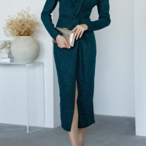 Shirred Detailed Glittery Evening Dress - Brand: Mode Roy - Women & Kids, Baby Clothes Wholesale - TheBS Women