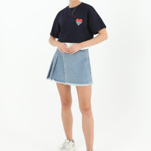 Poplin Garnish Printed T-Shirt - Dark Navy Blue - Brand: SOUL - Women & Kids, Baby Clothes Wholesale - TheBS Women