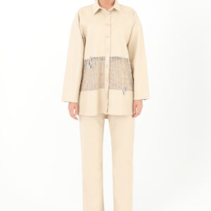 Leather Shirt With Mesh Detail - Brand: SOUL - Women & Kids, Baby Clothes Wholesale - TheBS Women