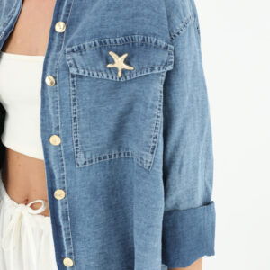 Pocket Accessory Denim Shirt - Brand: SOUL - Women & Kids, Baby Clothes Wholesale - TheBS Women