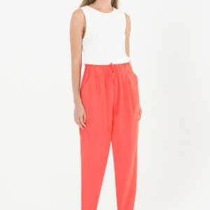Carrot Shaped Trousers With Waist Tie - Coral - Brand: Puane - Women & Kids, Baby Clothes Wholesale - TheBS Women