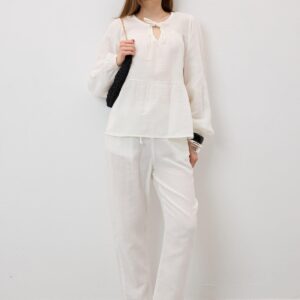 Mueslin Salaş Elastic Waist Women's Pants - Brand: Levure - Women & Kids, Baby Clothes Wholesale - TheBS Women