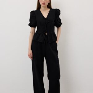 Front Tie Sleeve Elastic Mueslin Blouse - Brand: Levure - Women & Kids, Baby Clothes Wholesale - TheBS Women