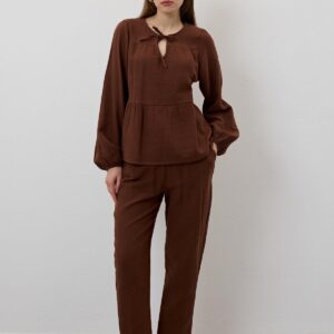 Mueslin Salaş Elastic Waist Women's Pants - Brand: Levure - Women & Kids, Baby Clothes Wholesale - TheBS Women