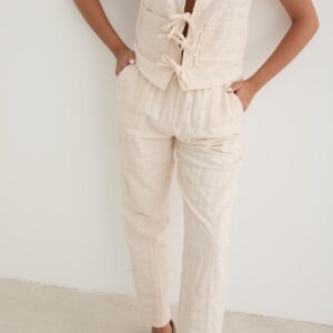 Women's Waist Cord Detail Patterned Quilted Trousers - Brand: Levure - Women & Kids, Baby Clothes Wholesale - TheBS Women