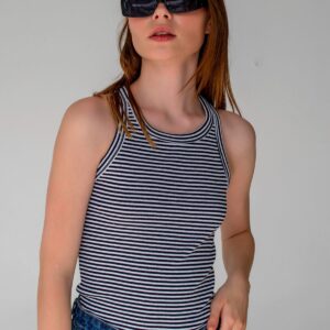 Striped Ribbed Halter Neck Sleeveless Undershirt - Brand: la & vetta - Women & Kids, Baby Clothes Wholesale - TheBS Women