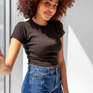 Ribbed Crew Neck Basic T-shirt - Brand: la & vetta - Women & Kids, Baby Clothes Wholesale - TheBS Women