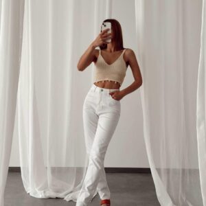 High Waist Regular Cut White Mom Jeans - Brand: LACARINO - Women & Kids, Baby Clothes Wholesale - TheBS Women