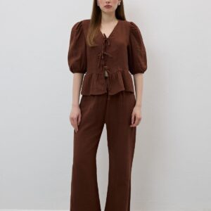 Front Tie Sleeve Elastic Mueslin Blouse - Brand: Levure - Women & Kids, Baby Clothes Wholesale - TheBS Women