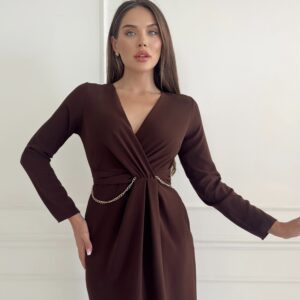 V Neck Chain Detail Dress - Brand: STEPS - Women & Kids, Baby Clothes Wholesale - TheBS Women