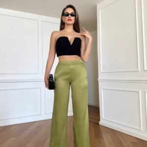 Satin Wide Leg Trousers - Brand: STEPS - Women & Kids, Baby Clothes Wholesale - TheBS Women