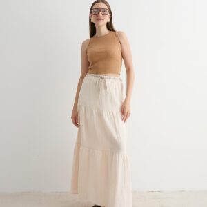 Elastic Waist And Cord Detail Long Skirt - Brand: Levure - Women & Kids, Baby Clothes Wholesale - TheBS Women