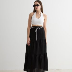 Elastic Waist And Cord Detail Long Skirt - Brand: Levure - Women & Kids, Baby Clothes Wholesale - TheBS Women