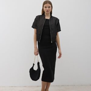 Shoulder Wadding Front Zipper Jacket Black - Brand: Levure - Women & Kids, Baby Clothes Wholesale - TheBS Women