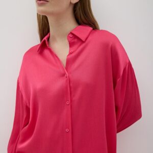 Women's Front Buttoned Oversize Satin Shirt - Brand: Levure - Women & Kids, Baby Clothes Wholesale - TheBS Women