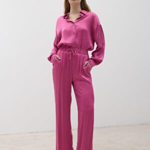 Women's Buttoned Oversize Satin Shirt Dark - Brand: Levure - Women & Kids, Baby Clothes Wholesale - TheBS Women