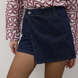 Front Buttoned Zipper Denim Shorts Rins Wash - Navy - Brand: Levure - Women & Kids, Baby Clothes Wholesale - TheBS Women