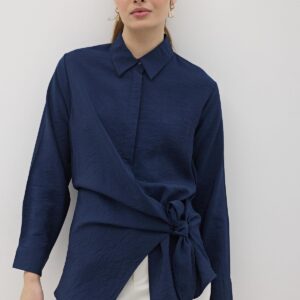 Side Tie Modal Shirt Navy - Brand: Levure - Women & Kids, Baby Clothes Wholesale - TheBS Women
